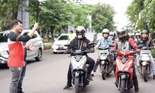 Serunya Bikers Honda BeAT Kongkow Bareng di Bekasi